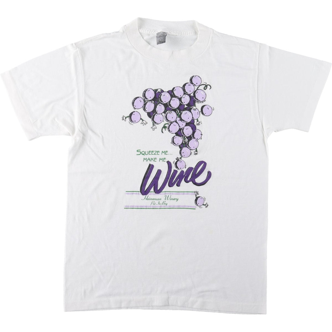 90'S printed T-shirt, men's size S equivalent, vintage. unclear white type Vintage Second Hand