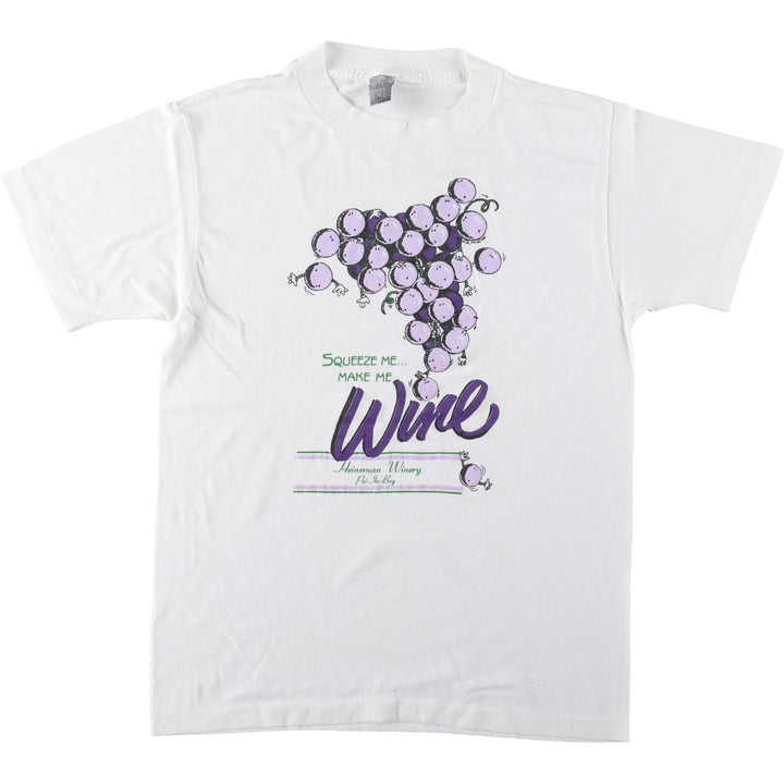 90'S printed T-shirt, men's size S equivalent, vintage. unclear white type Vintage Second Hand