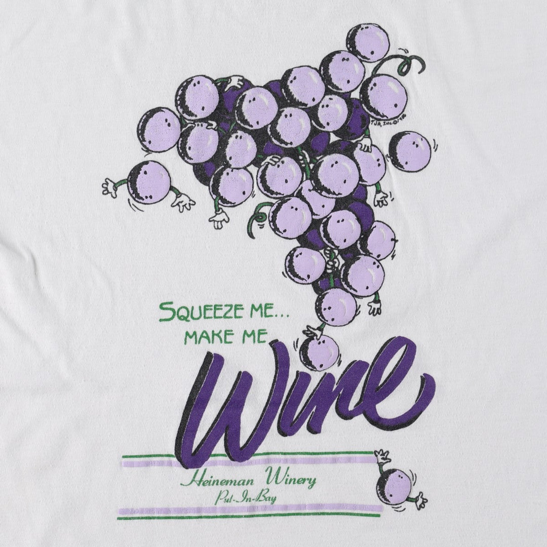 90'S printed T-shirt, men's size S equivalent, vintage. unclear white type Vintage Second Hand