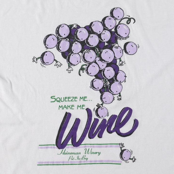90'S printed T-shirt, men's size S equivalent, vintage. unclear white type Vintage Second Hand