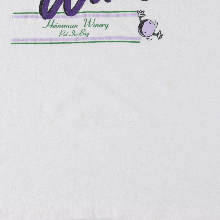 90'S printed T-shirt, men's size S equivalent, vintage. unclear white type Vintage Second Hand