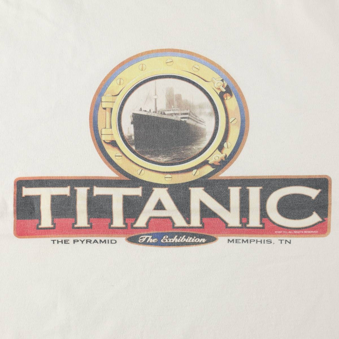 90'S Jerzees Titanic Souvenir T-Shirt, Made in USA, Men's Size L (approx.), Vintage cotton white type Vintage Second Hand