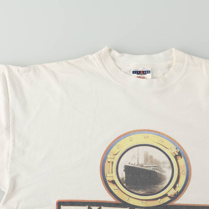 90'S Jerzees Titanic Souvenir T-Shirt, Made in USA, Men's Size L (approx.), Vintage cotton white type Vintage Second Hand