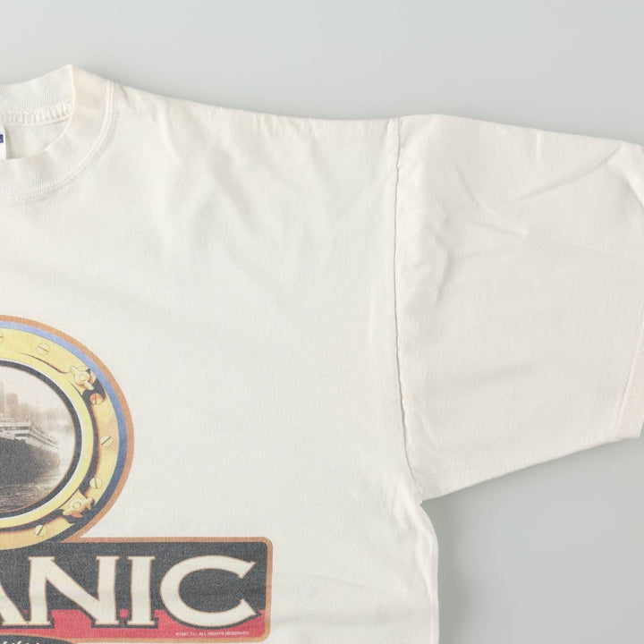 90'S Jerzees Titanic Souvenir T-Shirt, Made in USA, Men's Size L (approx.), Vintage cotton white type Vintage Second Hand