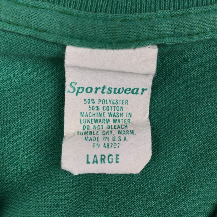 70s-80'S Sportswear Fish Print Advertising T-Shirt, Made in USA, Men's Size L (approx.), Vintage polyester green type Vintage Second Hand
