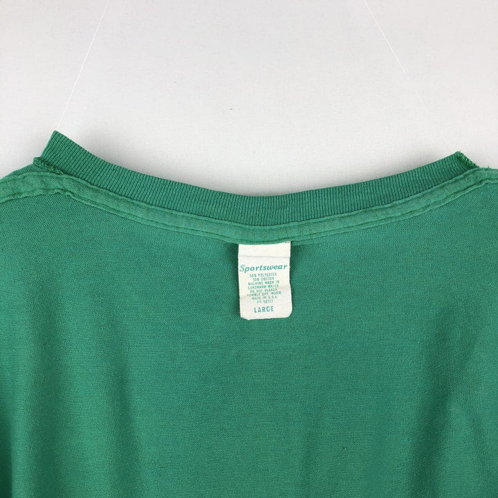 70s-80'S Sportswear Fish Print Advertising T-Shirt, Made in USA, Men's Size L (approx.), Vintage polyester green type Vintage Second Hand