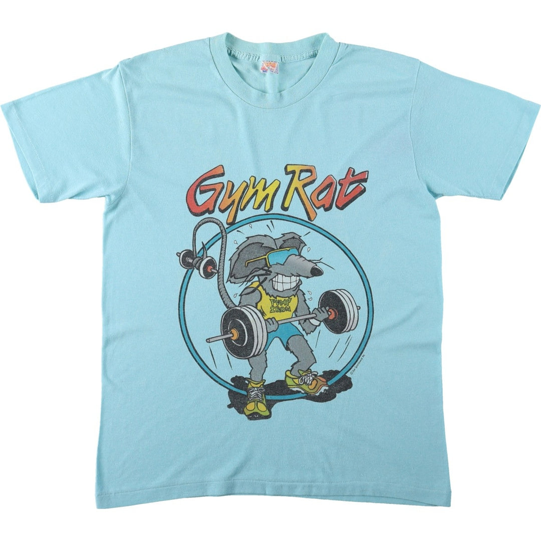 90'S SUN print T-shirt, men's size L equivalent, vintage. cotton Blue type light blue Vintage Second Hand