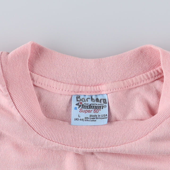 80'S STEDMAN Super 50 Print T-Shirt, Made in USA, Men's Size L (Equivalent), Vintage cotton pink type Vintage Second Hand
