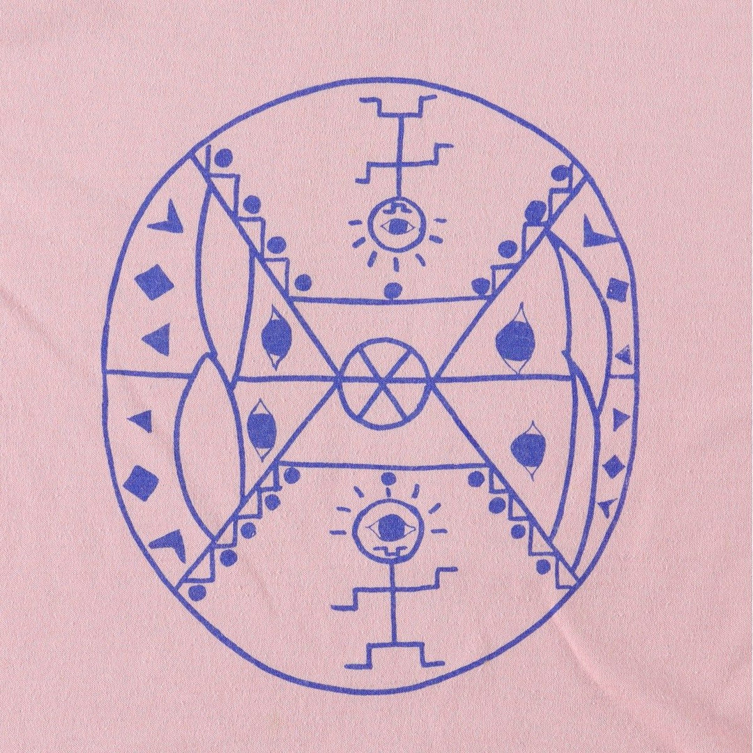 80'S STEDMAN Super 50 Print T-Shirt, Made in USA, Men's Size L (Equivalent), Vintage cotton pink type Vintage Second Hand