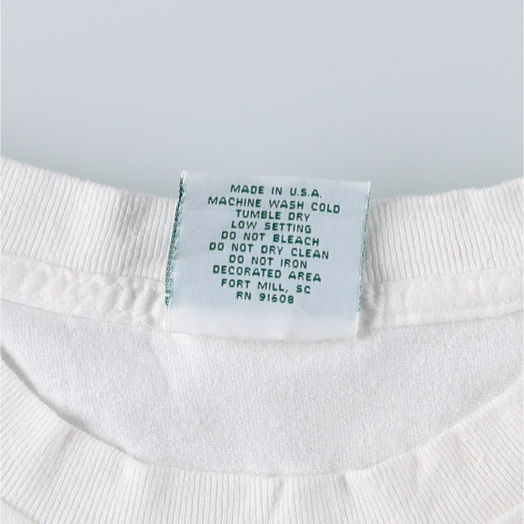 90'S PITCH-IN Art T-Shirt, Made in USA, Men's Size L (Equivalent), Vintage cotton white type Vintage Second Hand