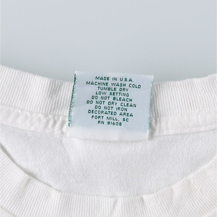 90'S PITCH-IN Art T-Shirt, Made in USA, Men's Size L (Equivalent), Vintage cotton white type Vintage Second Hand