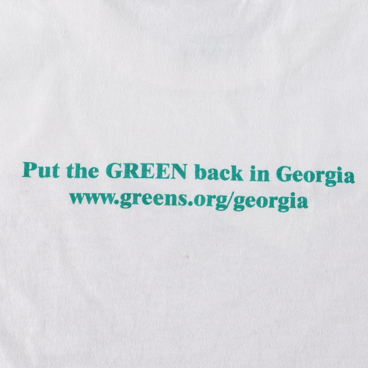90'S PITCH-IN Art T-Shirt, Made in USA, Men's Size L (Equivalent), Vintage cotton white type Vintage Second Hand