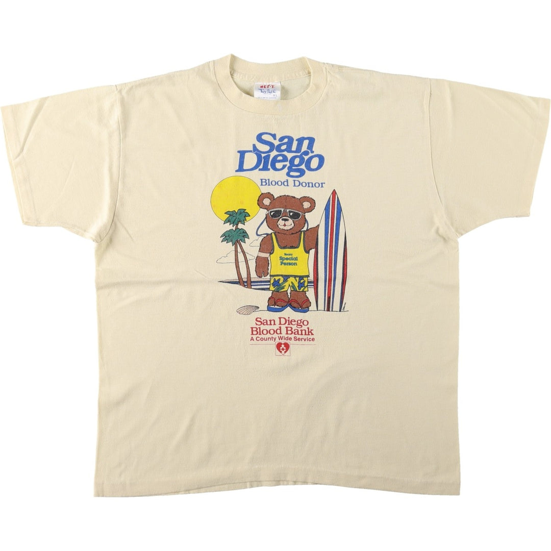80'S Tee Jays HEF-T Animal Pattern Advertising T-Shirt, Made in USA, Men's XL equivalent, Vintage cotton unbleached Vintage Second Hand