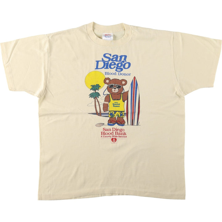 80'S Tee Jays HEF-T Animal Pattern Advertising T-Shirt, Made in USA, Men's XL equivalent, Vintage cotton unbleached Vintage Second Hand