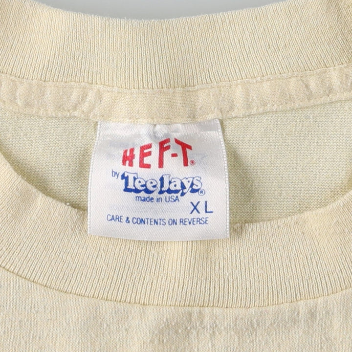 80'S Tee Jays HEF-T Animal Pattern Advertising T-Shirt, Made in USA, Men's XL equivalent, Vintage cotton unbleached Vintage Second Hand