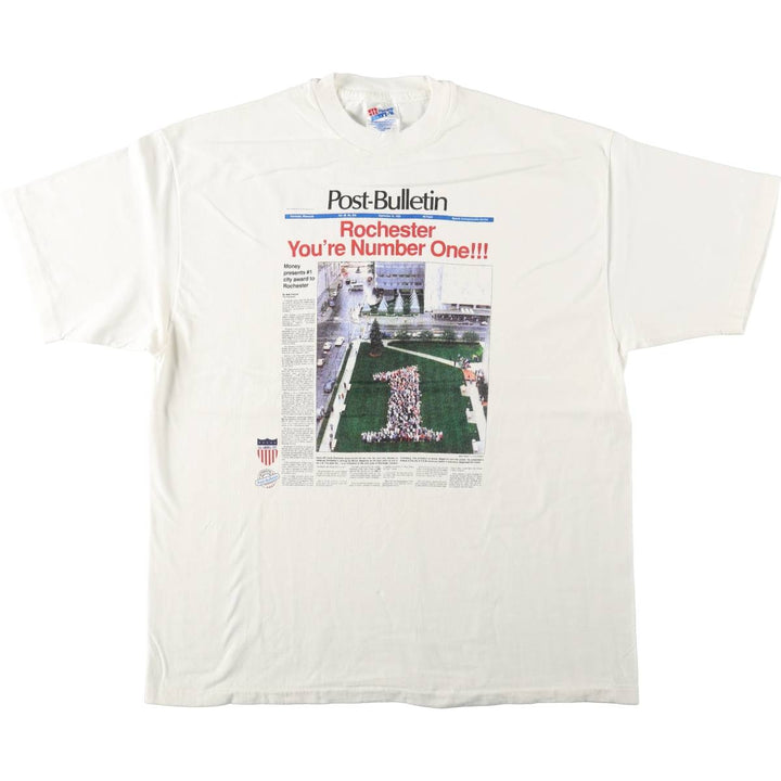 90'S Hanes BEEFY-T Photo T-Shirt, Made in USA, Men's XL equivalent, Vintage cotton white type Vintage Second Hand