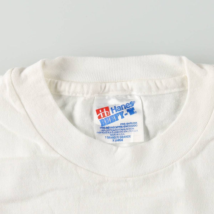 90'S Hanes BEEFY-T Photo T-Shirt, Made in USA, Men's XL equivalent, Vintage cotton white type Vintage Second Hand