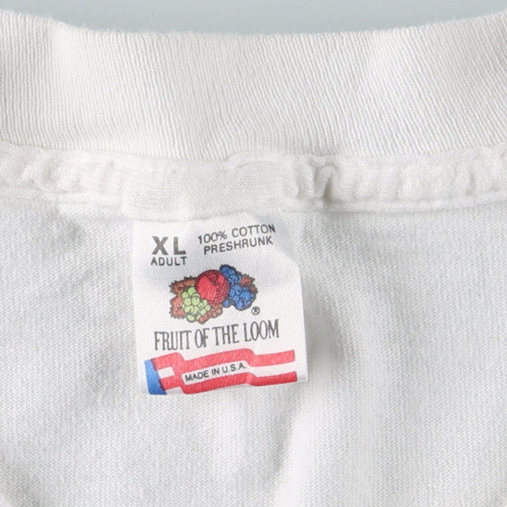 90'S Fruit of the Loom print T-shirt, Made in USA, Men's XL cotton white type Vintage Second Hand