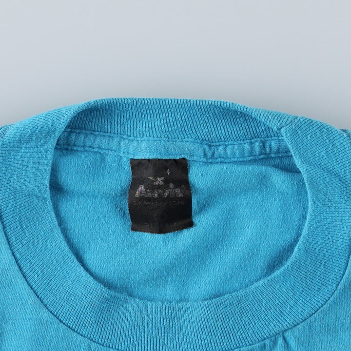 70s-80'S Anvil Print T-Shirt, Made in USA, Men's Size M (Equivalent), Vintage cotton Blue type light blue Vintage Second Hand