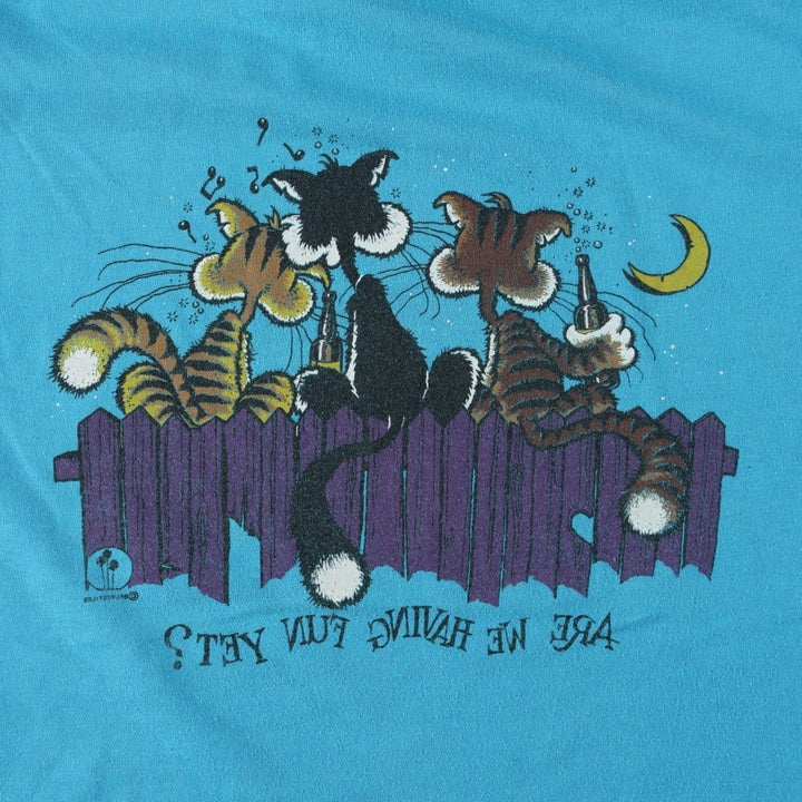 70s-80'S Anvil Print T-Shirt, Made in USA, Men's Size M (Equivalent), Vintage cotton Blue type light blue Vintage Second Hand