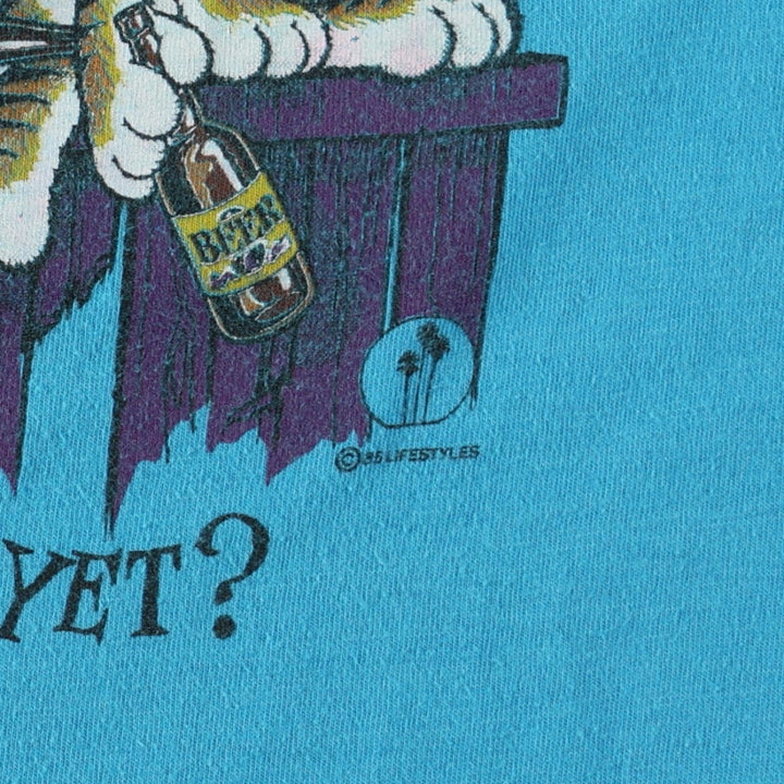 70s-80'S Anvil Print T-Shirt, Made in USA, Men's Size M (Equivalent), Vintage cotton Blue type light blue Vintage Second Hand