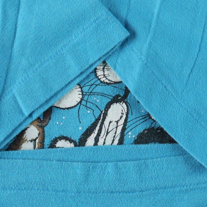 70s-80'S Anvil Print T-Shirt, Made in USA, Men's Size M (Equivalent), Vintage cotton Blue type light blue Vintage Second Hand