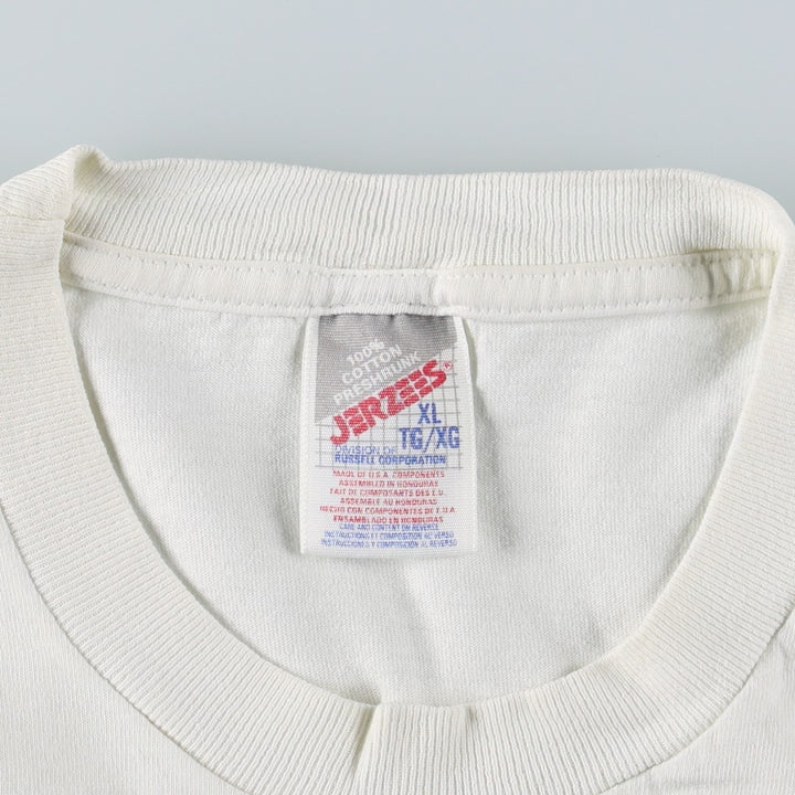 90'S Jerzees Dan Reynolds satirical art t-shirt, made in USA, men's size XL (approx.), vintage. cotton white type Vintage Second Hand