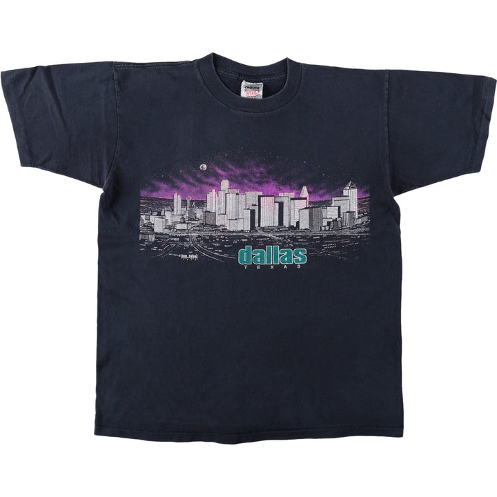 90'S ONEITA POWER-T Souvenir T-Shirt, Made in USA, Men's XL equivalent, Crew Neck (Round Neck), Vintage cotton black type Vintage Second Hand