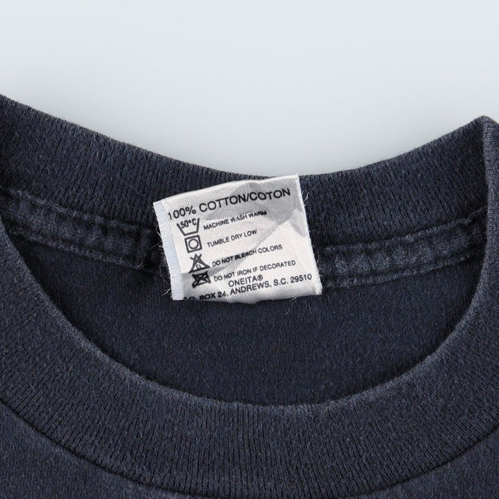 90'S ONEITA POWER-T Souvenir T-Shirt, Made in USA, Men's XL equivalent, Crew Neck (Round Neck), Vintage cotton black type Vintage Second Hand