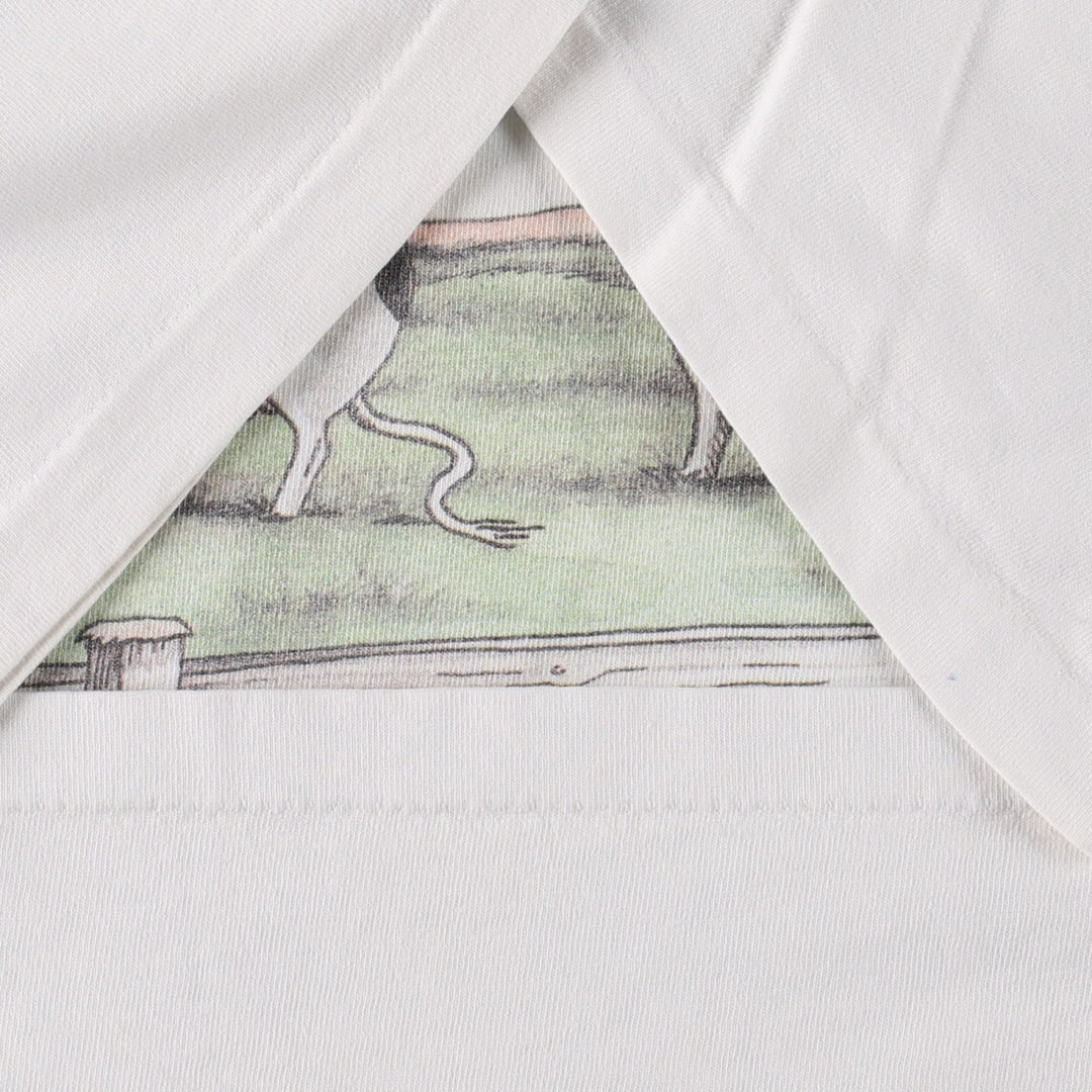 80'S THE FAR SIDE Gary Larson Art T-shirt, Made in USA, Men's XL equivalent, Vintage cotton white type Vintage Second Hand