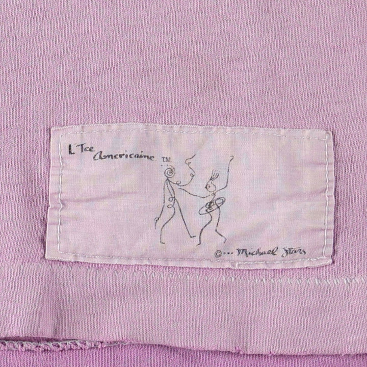 ~90'S Michael Stars Print T-Shirt, Made in USA, Men's Size L (Equivalent), Vintage cotton purple type Vintage Second Hand