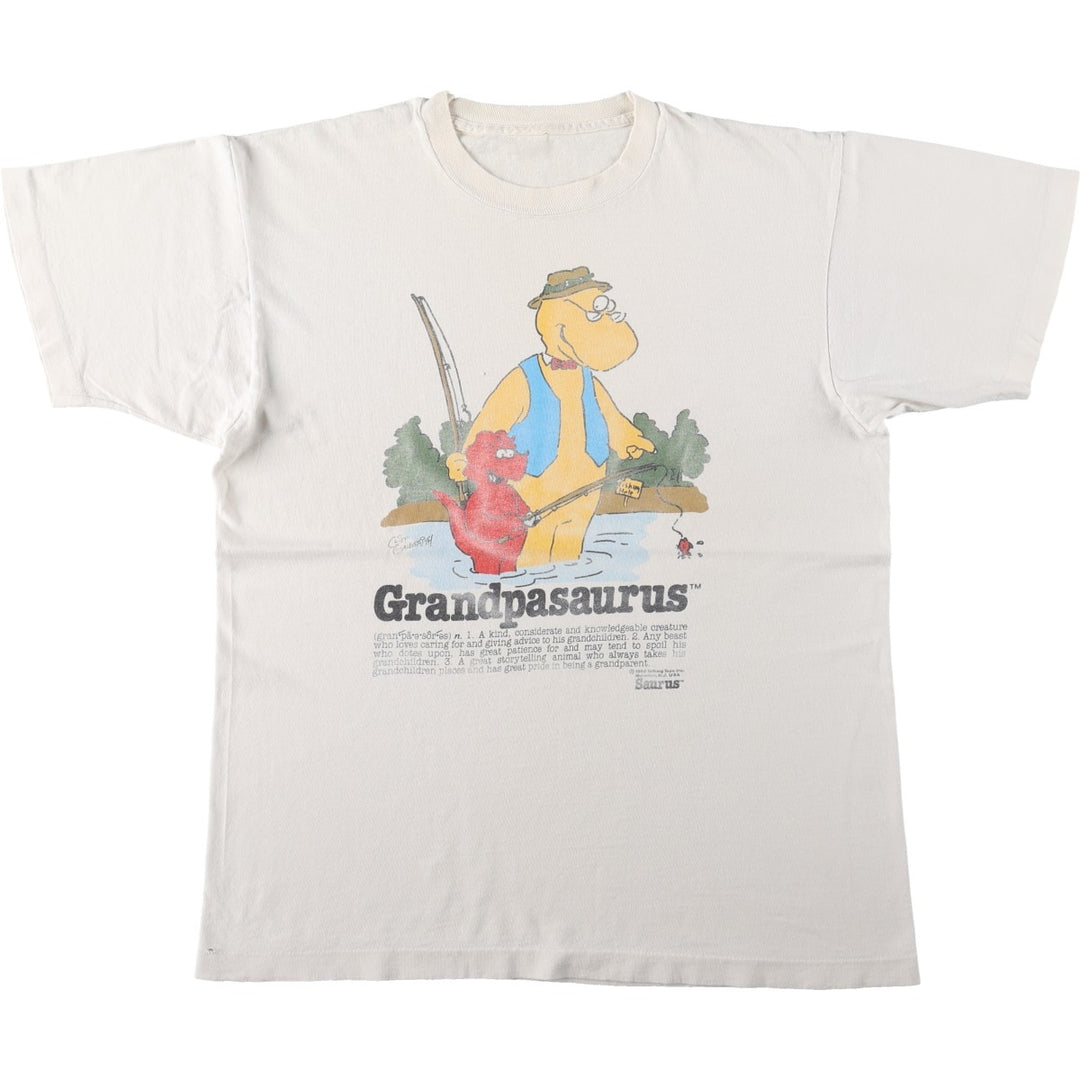 80'S Grandpasaurus Print T-Shirt, Men's Size M (Equivalent), Vintage unclear unbleached Vintage Second Hand
