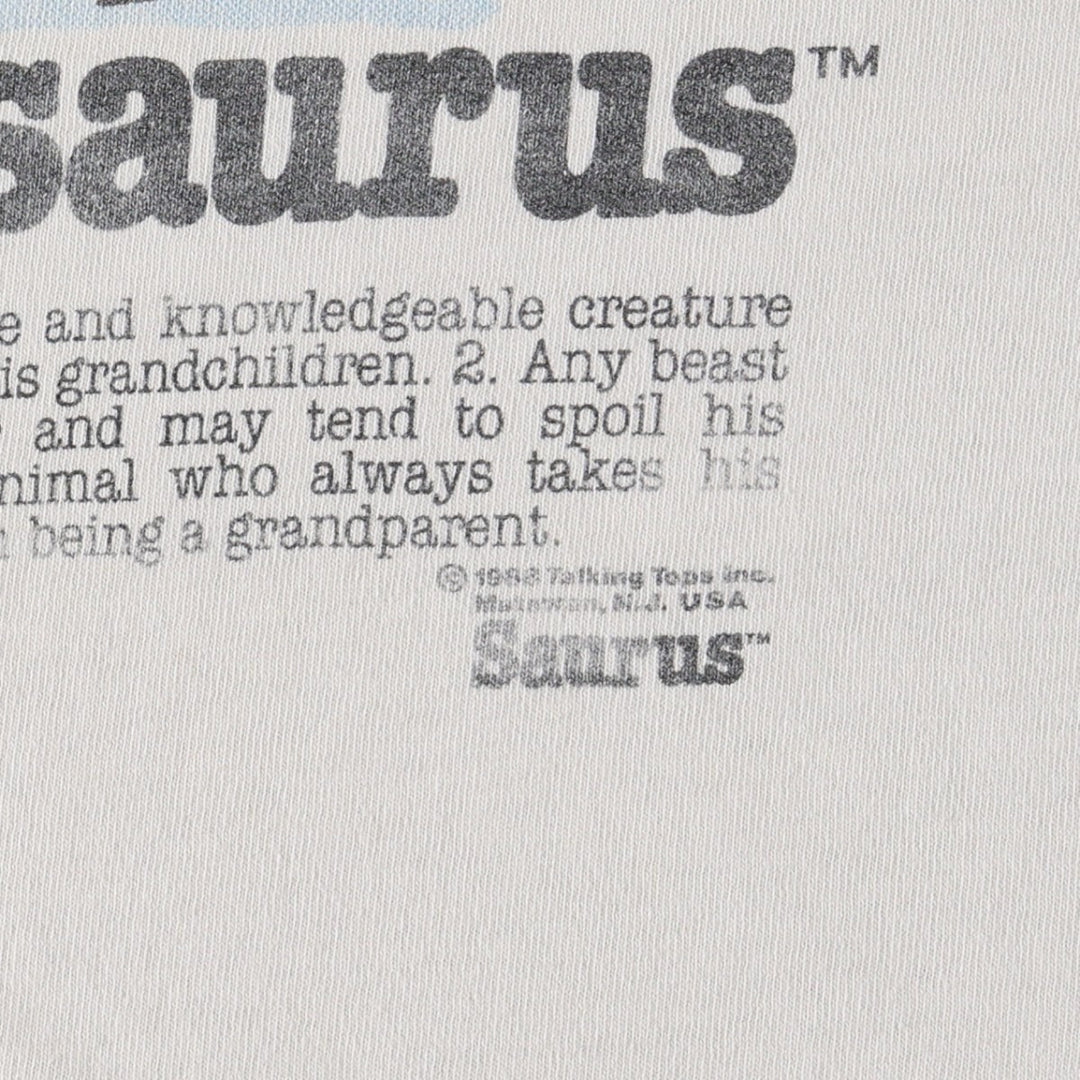 80'S Grandpasaurus Print T-Shirt, Men's Size M (Equivalent), Vintage unclear unbleached Vintage Second Hand