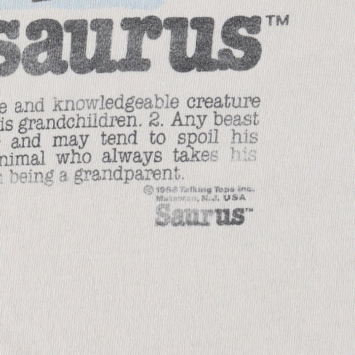 80'S Grandpasaurus Print T-Shirt, Men's Size M (Equivalent), Vintage unclear unbleached Vintage Second Hand