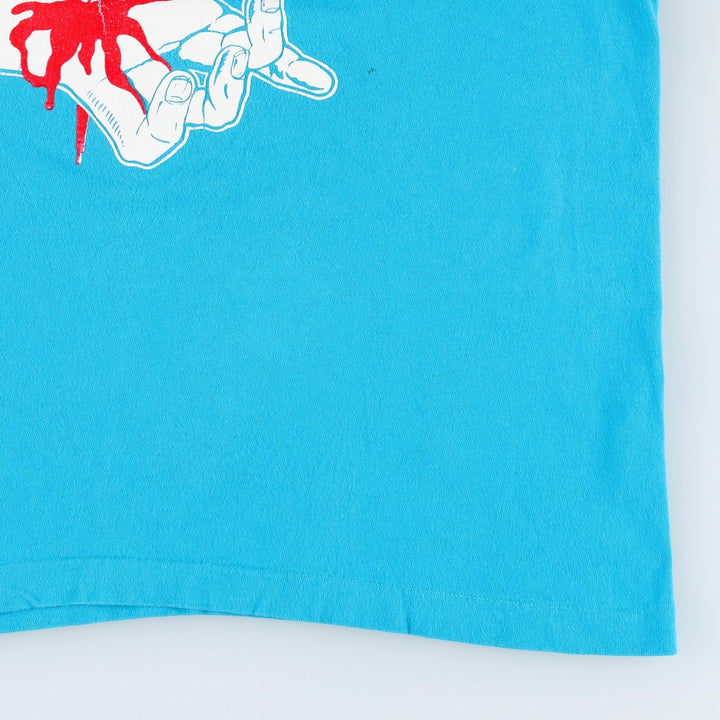 90'S Fruit of the Loom Old Around the Bible Print T-Shirt, Made in USA, Men's XL equivalent, Vintage cotton turquoise blue Vintage Second Hand