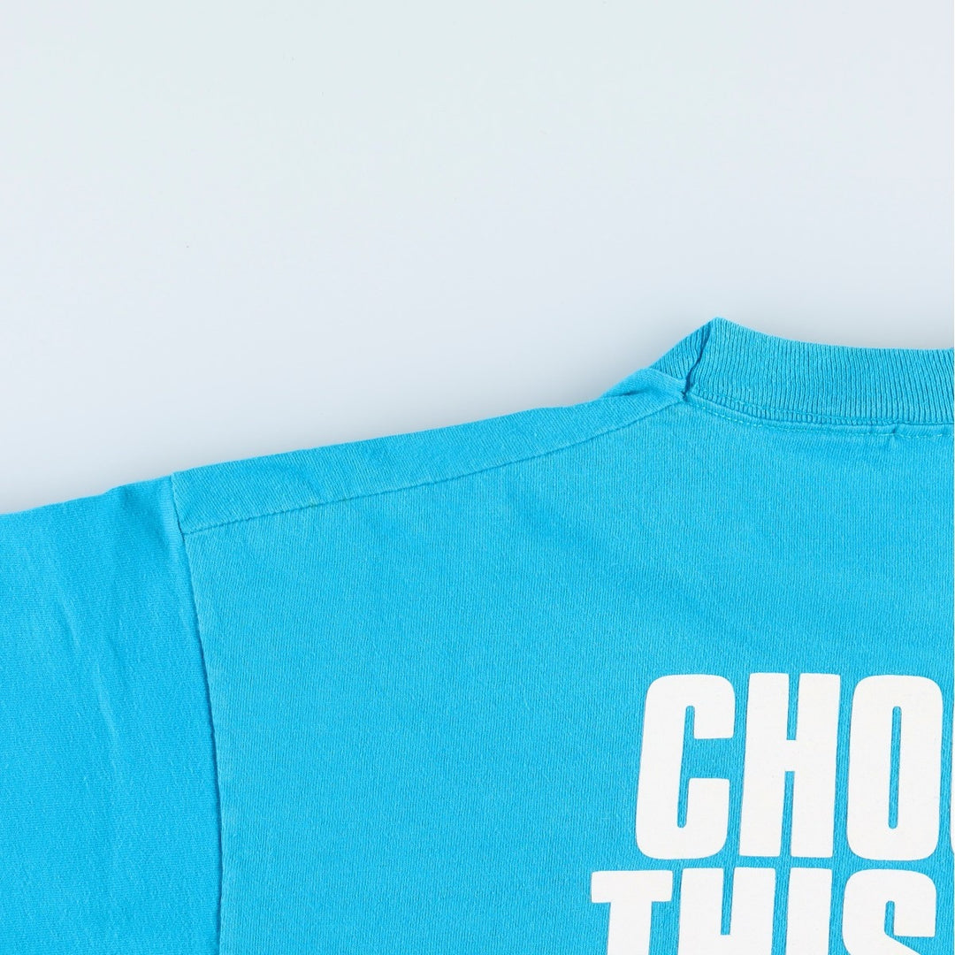 90'S Fruit of the Loom Old Around the Bible Print T-Shirt, Made in USA, Men's XL equivalent, Vintage cotton turquoise blue Vintage Second Hand