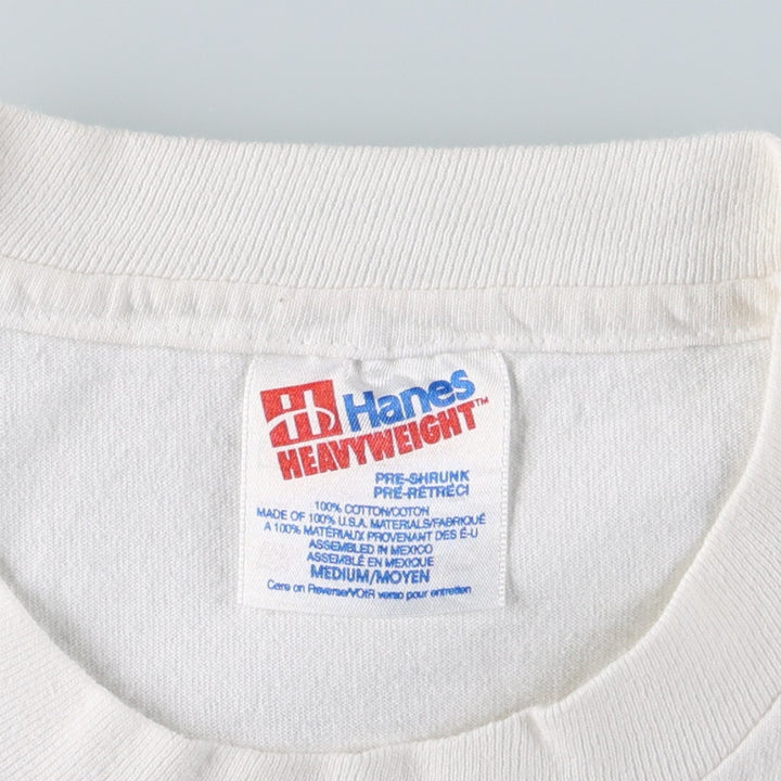90'S Hanes HEAVYWEIGHT parody print T-shirt, men's size M equivalent, vintage. cotton white type Vintage Second Hand