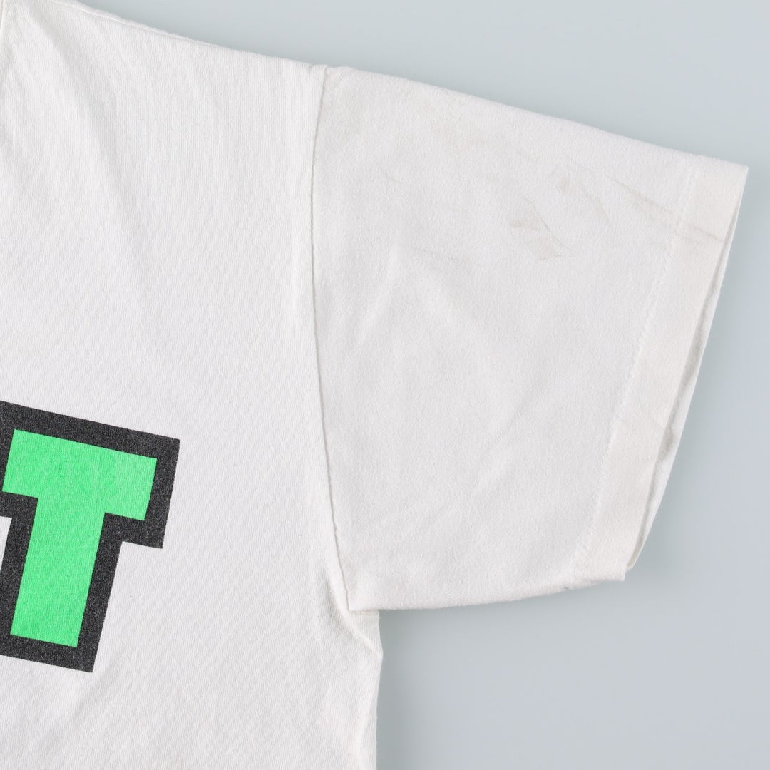 90'S Hanes HEAVYWEIGHT parody print T-shirt, men's size M equivalent, vintage. cotton white type Vintage Second Hand