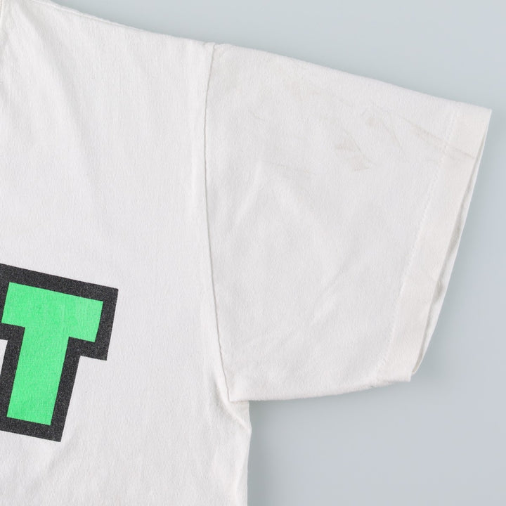 90'S Hanes HEAVYWEIGHT parody print T-shirt, men's size M equivalent, vintage. cotton white type Vintage Second Hand
