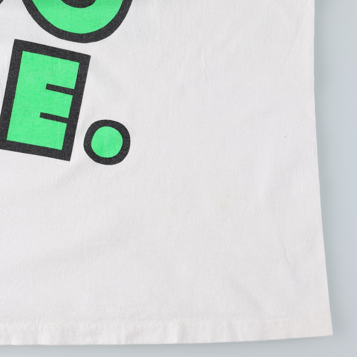 90'S Hanes HEAVYWEIGHT parody print T-shirt, men's size M equivalent, vintage. cotton white type Vintage Second Hand