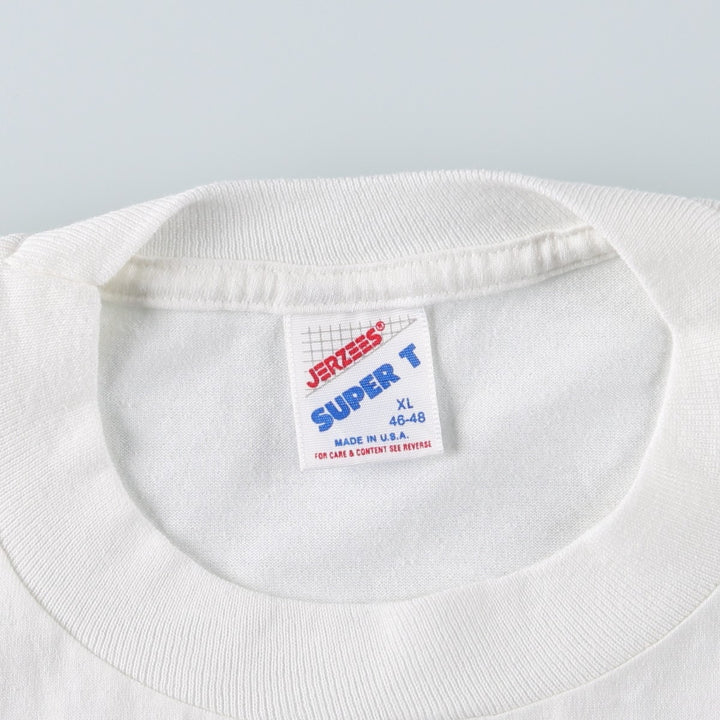 90'S Jerzees Printed T-shirt Made in USA Men's XL Vintage cotton white type Vintage Second Hand