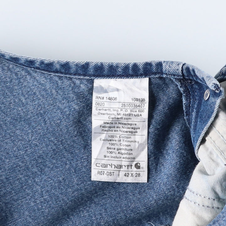 Big size Carhartt denim overalls for men, equivalent to W40. cotton blue type Vintage Second Hand