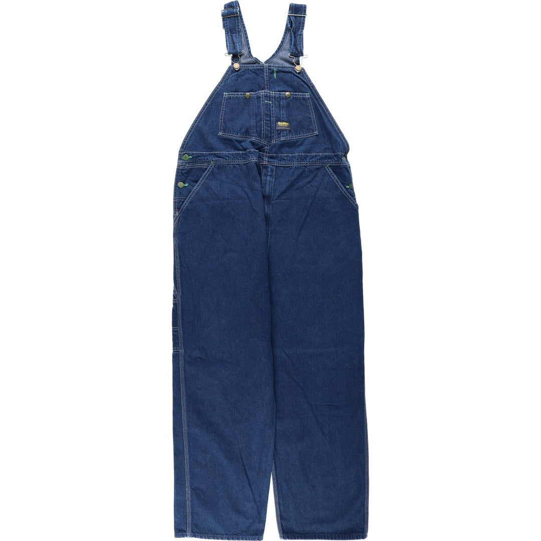 Big size 70s-80'S Osh Kosh denim overalls, made in the USA, men's size W42 (approx.). cotton blue type Vintage Second Hand