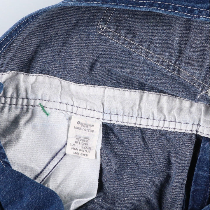 Big size 70s-80'S Osh Kosh denim overalls, made in the USA, men's size W42 (approx.). cotton blue type Vintage Second Hand