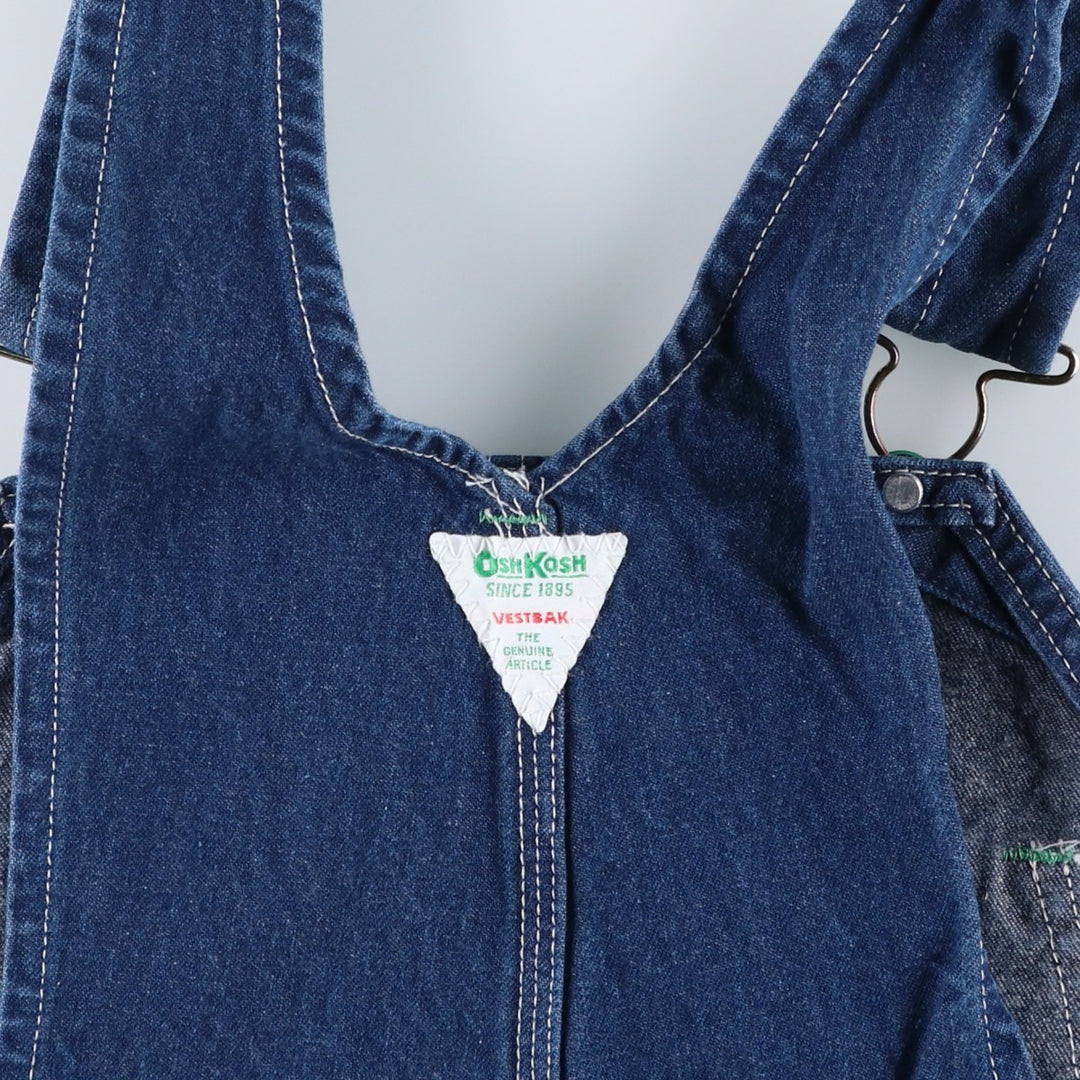 Big size 70s-80'S Osh Kosh denim overalls, made in the USA, men's size W42 (approx.). cotton blue type Vintage Second Hand