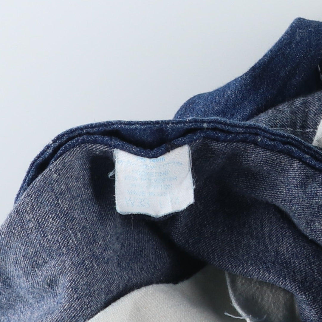 Pointer Bat-Dyed Denim Overalls, Made in USA, Men's Size W39 (approx.) cotton blue type Vintage Second Hand