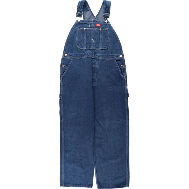 Big size Dickies denim overalls, made in the USA, men's size W40 equivalent. cotton blue type Vintage Second Hand