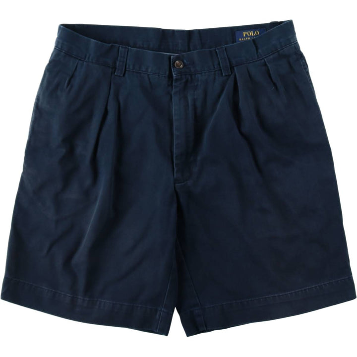 Ralph Lauren POLO RALPH LAUREN CLASSIC FIT Two-Pleat Chino Shorts, Men's Size W34 (approx.) cotton navy blue type Vintage Second Hand