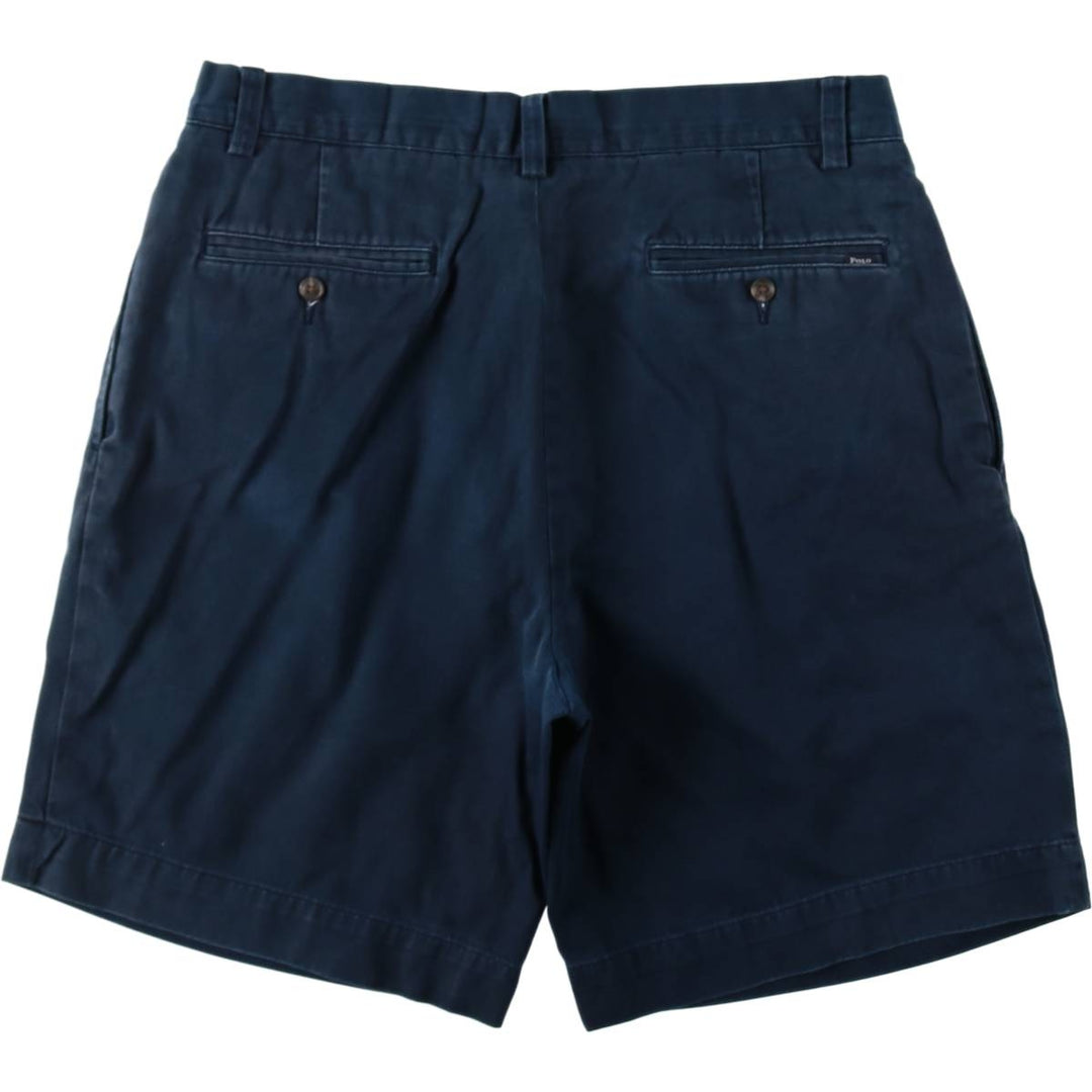 Ralph Lauren POLO RALPH LAUREN CLASSIC FIT Two-Pleat Chino Shorts, Men's Size W34 (approx.) cotton navy blue type Vintage Second Hand