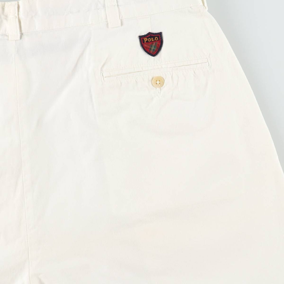 Ralph Lauren POLO GOLF Classic Golf Shorts, two-pleat chino shorts, men's size W35. cotton white type Vintage Second Hand